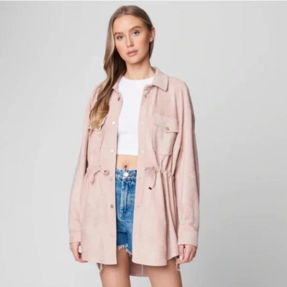 BLANK NYC Think Pretty Faux Suede Shacket Pink Blush Medium NWT